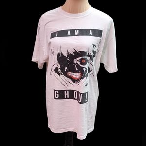 Tokyo Ghoul Anima Manga women's white graphic crew neck tee "I am a ghoul"